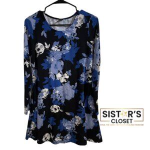 Lildy Blue Floral Long Sleeve Dress Women's S/M